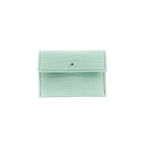 Mint Croco Leather Pouch (7056176447627)