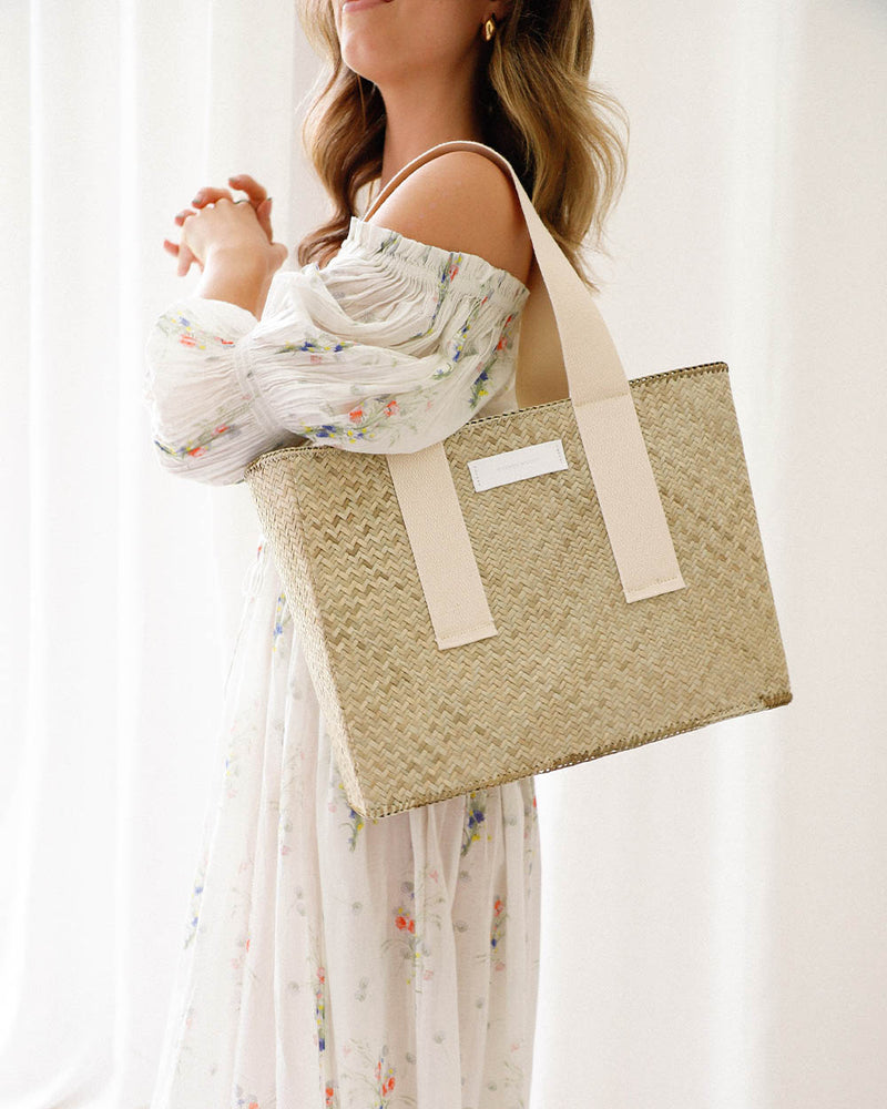 Small Anissa with Canvas-Cream Basket-Canvas-Front-Everyday Tote-Tote Bag-Beach Bags-Leather Tote Bag-Large Tote Bags-Beach Tote-Laptop Tote Bag-Tote Bag for Women-Straw Tote Bag-White Tote Tag-Straw Handbags-Waterproof Tote Bag-Straw Handbag