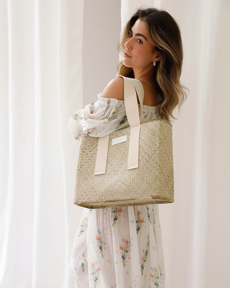 Small Anissa with Canvas-Cream Basket-Canvas-Front-Everyday Tote-Tote Bag-Beach Bags-Leather Tote Bag-Large Tote Bags-Beach Tote-Laptop Tote Bag-Tote Bag for Women-Straw Tote Bag-White Tote Tag-Straw Handbags-Waterproof Tote Bag-Straw Handbag