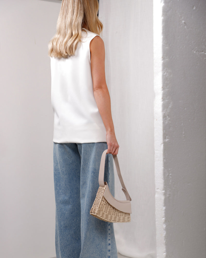 Bao-Cream and Natural-For Lookbook-1-Leather-Front-Tote Bag-Tote Bag-Beach Bags-Leather Tote Bag-Large Tote Bags-Beach Tote-Laptop Tote Bag-Tote Bag for Women-Straw Tote Bag-White Tote Tag-Straw Handbags-Waterproof Tote Bag-Straw Handbags