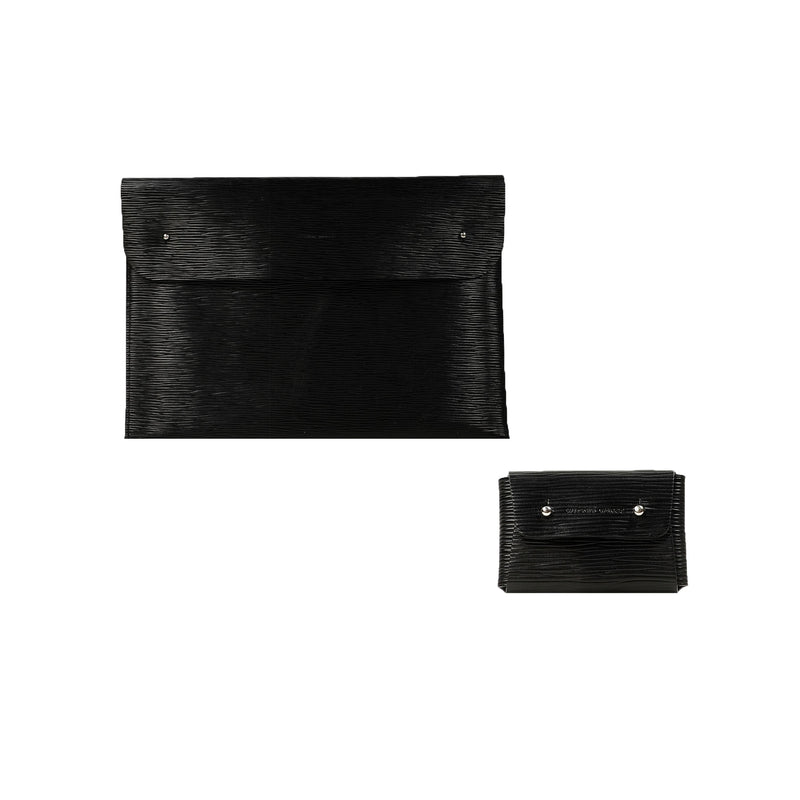 Laptop Case and Kuai Small Pouch - Black Wavy