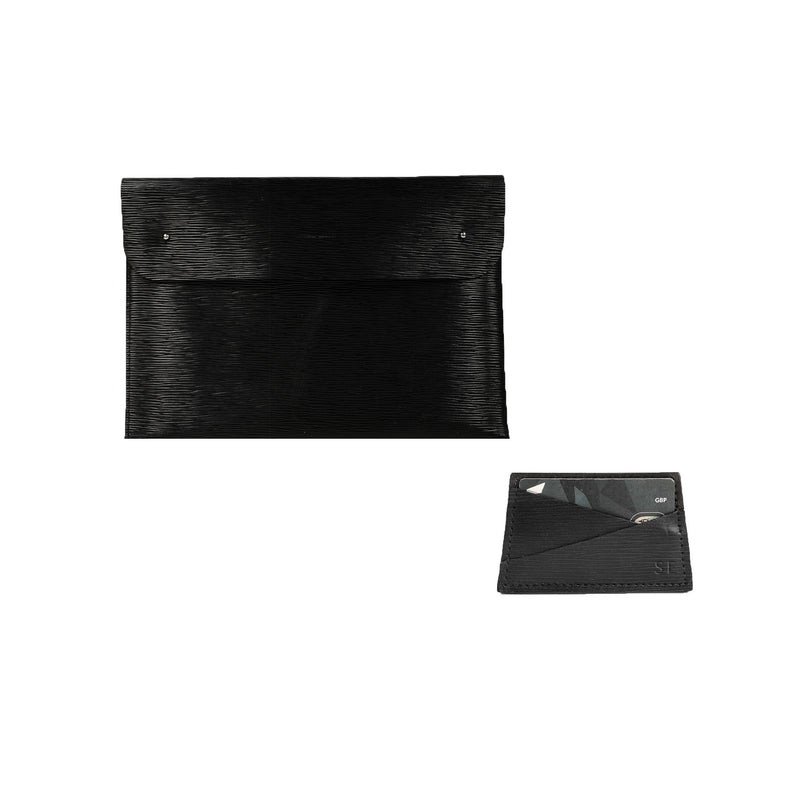 Laptop and Cardholder Gift Set - Black Wavy