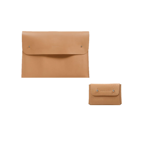 Laptop Case and Kuai Small Pouch - Camel