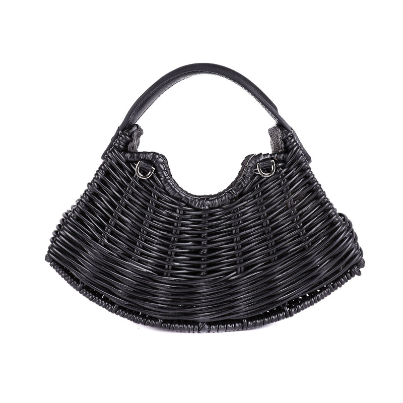 Mini Fan-Black Bag-Wicker Wings-Basket Handbag-Rattan Bags-Wicker Bags UK-Wicker Bags-Wicker Bag-Straw Basket Handbag-Wicker Handbag- Eco Friendly Purses-Wicker Handbags-Bag Rattan-Zipped Pouch (6623962071179)