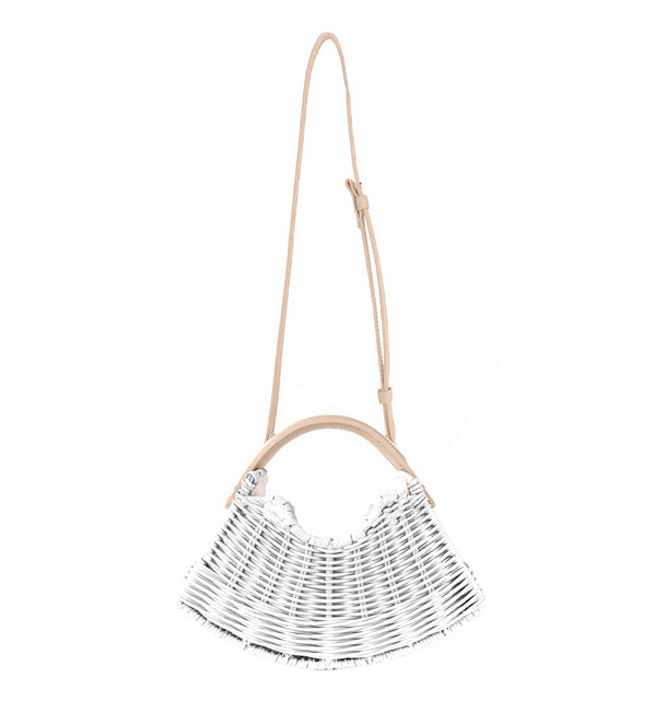 White Mini Fan & Cream Handle