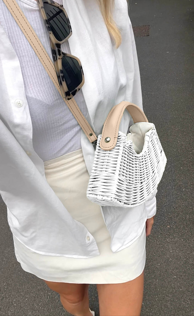 White Mini Fan & Cream Handle
