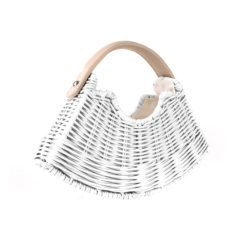 White Mini Fan & Cream Handle