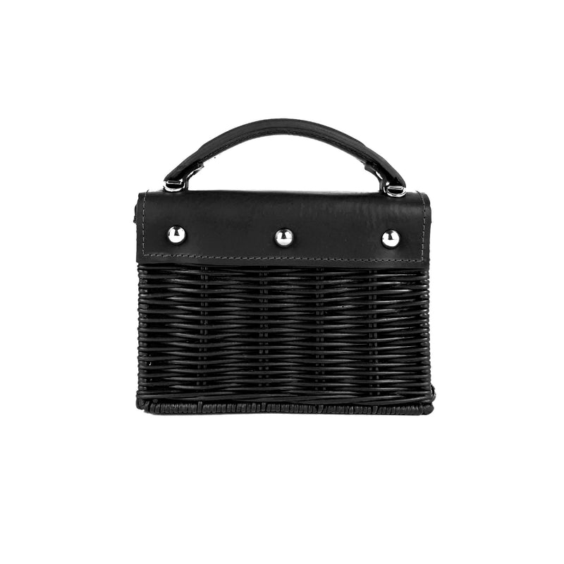 Mini Kuai-Black Bag-Wicker Wings-Basket Handbag-Rattan Bags-Wicker Bags UK-Wicker Bags-Wicker Bag-Straw Basket Handbag-Wicker Handbag- Eco Friendly Purses-Wicker Handbags-Bag Rattan-Zipped Pouch