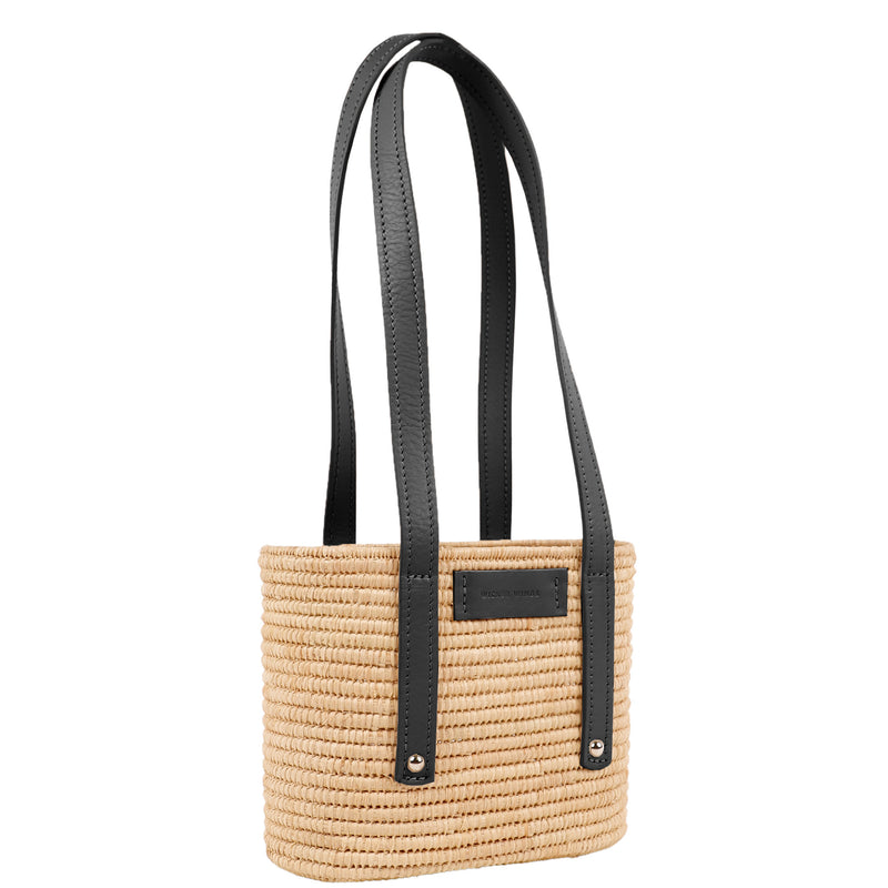 Noor-Black and Natural-Large Tote-Front-2-Wicker-Wings-Wicker-Bag-Bucket-Bag-Bags-for-Women-Designer-Handbags-Beach-Bag-Summer-Bag-Straw-Bag-Black-Bag-Crossbody-Bag-Mini-Bag-Leather-Handbags-Purse