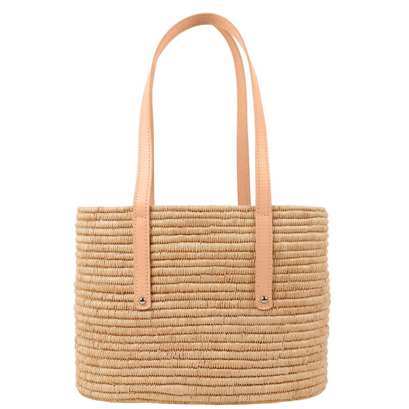 Noor-Camel and Natural-Large Tote-1-Front-2-Wicker-Wings-Wicker-Bag-Bucket-Bag-Bags-for-Women-Designer-Handbags-Beach-Bag-Summer-Bag-Straw-Bag-Black-Bag-Crossbody-Bag-Mini-Bag-Leather-Handbags-Purse