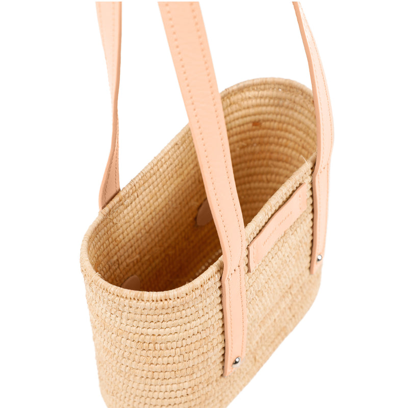 Noor-Camel and Natural-Small Tote-1-Front-2-Wicker-Wings-Wicker-Bag-Bucket-Bag-Bags-for-Women-Designer-Handbags-Beach-Bag-Summer-Bag-Straw-Bag-Black-Bag-Crossbody-Bag-Mini-Bag-Leather-Handbags-Purse