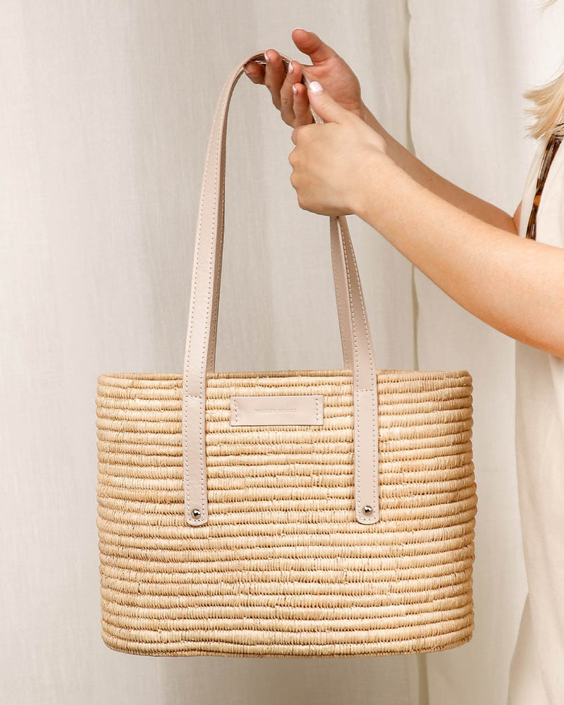 Noor-Cream and Natural-Large Tote-1-Front-2-Wicker-Wings-Wicker-Bag-Bucket-Bag-Bags-for-Women-Designer-Handbags-Beach-Bag-Summer-Bag-Straw-Bag-Black-Bag-Crossbody-Bag-Mini-Bag-Leather-Handbags-Purse