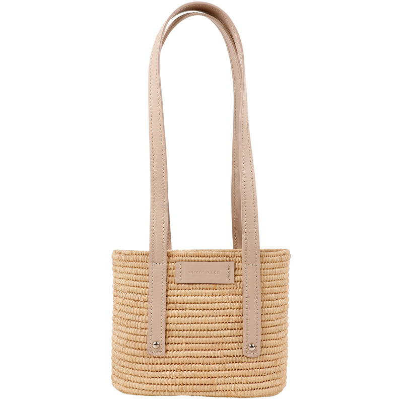 Noor-Cream and Natural-Small Tote-1-Front-2-Wicker-Wings-Wicker-Bag-Bucket-Bag-Bags-for-Women-Designer-Handbags-Beach-Bag-Summer-Bag-Straw-Bag-Black-Bag-Crossbody-Bag-Mini-Bag-Leather-Handbags-Purse