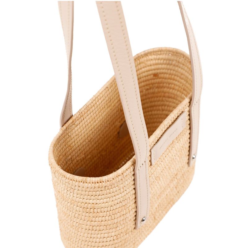 Noor-Cream and Natural-Small Tote-1-Front-2-Wicker-Wings-Wicker-Bag-Bucket-Bag-Bags-for-Women-Designer-Handbags-Beach-Bag-Summer-Bag-Straw-Bag-Black-Bag-Crossbody-Bag-Mini-Bag-Leather-Handbags-Purse