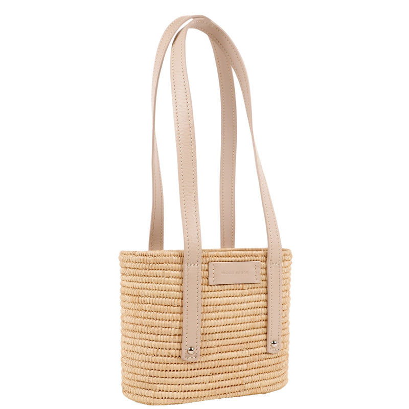 Noor-Cream and Natural-Small Tote-1-Front-2-Wicker-Wings-Wicker-Bag-Bucket-Bag-Bags-for-Women-Designer-Handbags-Beach-Bag-Summer-Bag-Straw-Bag-Black-Bag-Crossbody-Bag-Mini-Bag-Leather-Handbags-Purse