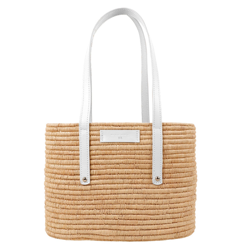 Noor-White and Natural-Large Tote-1-Front-2-Wicker-Wings-Wicker-Bag-Bucket-Bag-Bags-for-Women-Designer-Handbags-Beach-Bag-Summer-Bag-Straw-Bag-Black-Bag-Crossbody-Bag-Mini-Bag-Leather-Handbags-Purse