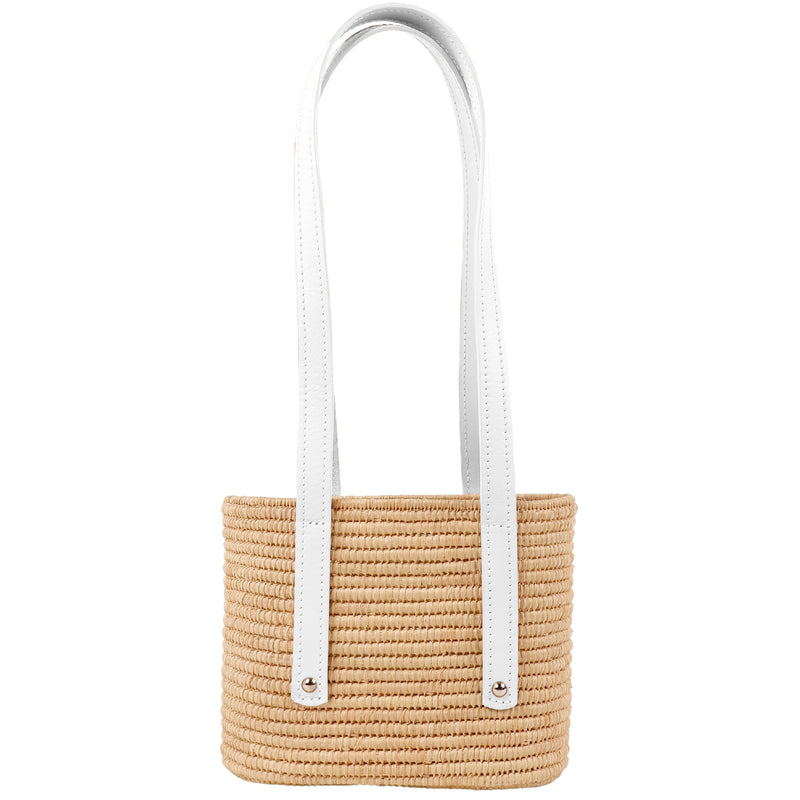 Noor-White and Natural-Small Tote-1-Front-2-Wicker-Wings-Wicker-Bag-Bucket-Bag-Bags-for-Women-Designer-Handbags-Beach-Bag-Summer-Bag-Straw-Bag-Black-Bag-Crossbody-Bag-Mini-Bag-Leather-Handbags-Purse