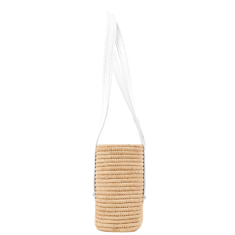 Noor-White and Natural-Small Tote-1-Front-2-Wicker-Wings-Wicker-Bag-Bucket-Bag-Bags-for-Women-Designer-Handbags-Beach-Bag-Summer-Bag-Straw-Bag-Black-Bag-Crossbody-Bag-Mini-Bag-Leather-Handbags-Purse