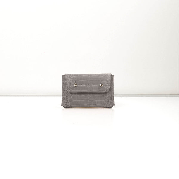 Grey Croco Kuai Small Pouch