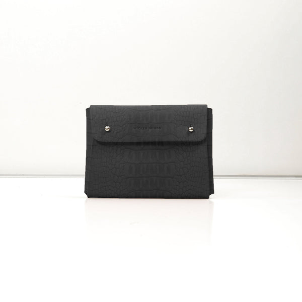 Black Croco Medium Pouch