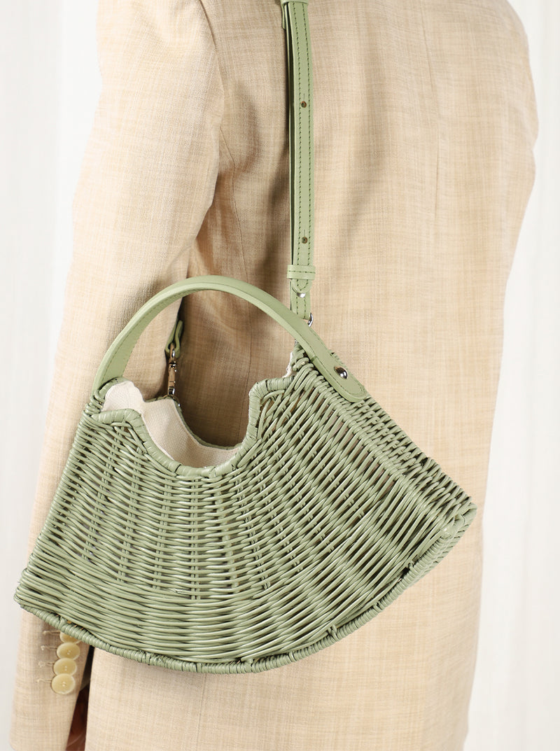 Wicker Wings-Basket Handbag-Rattan Bags-Wicker Bags UK-Wicker Bags-Wicker Bag-Straw Basket Handbag-Wicker Handbag- Eco Friendly Purses-Wicker Handbags-Bag Rattan-Zipped Pouch-Summer Bag-Basket Bag-Sage Handbag (6604295504011)