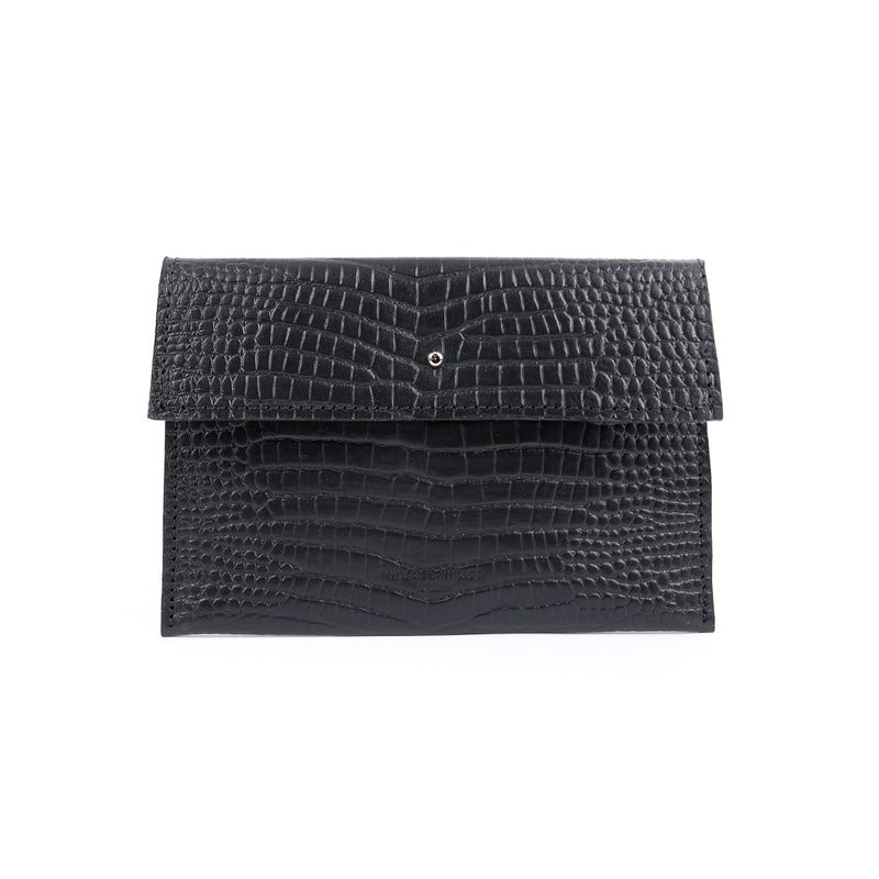Black Croco Leather Clutch (7056488759435)
