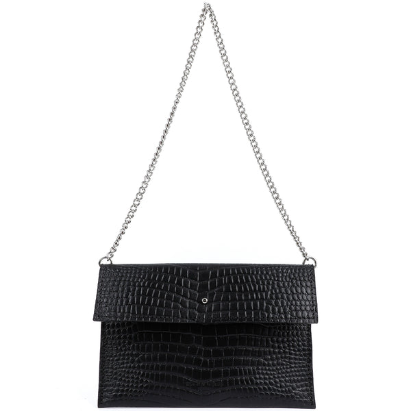 Black Croco Chain Bag (7056494919819)