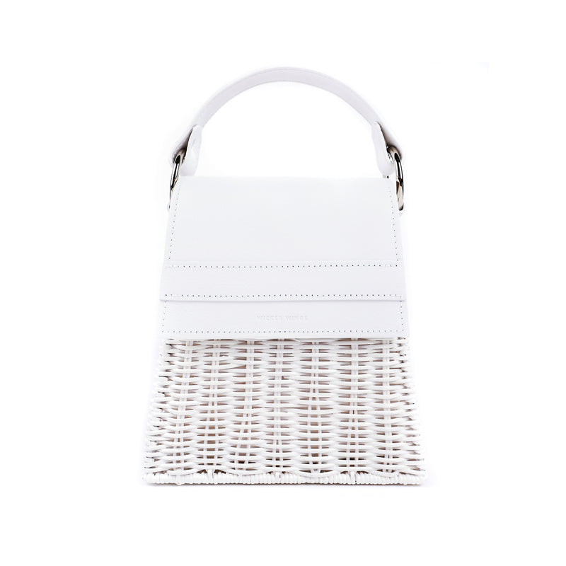 A white wicker top handle bag for summer. Top handle vacation bag. (6587829223563)