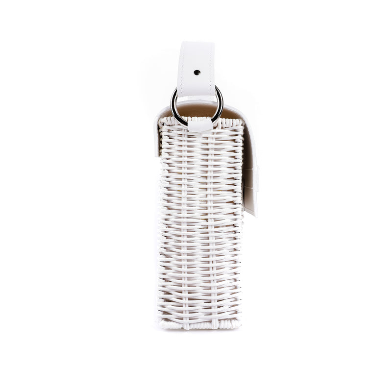 A white wicker top handle bag for summer. Top handle vacation bag. (6587829223563)