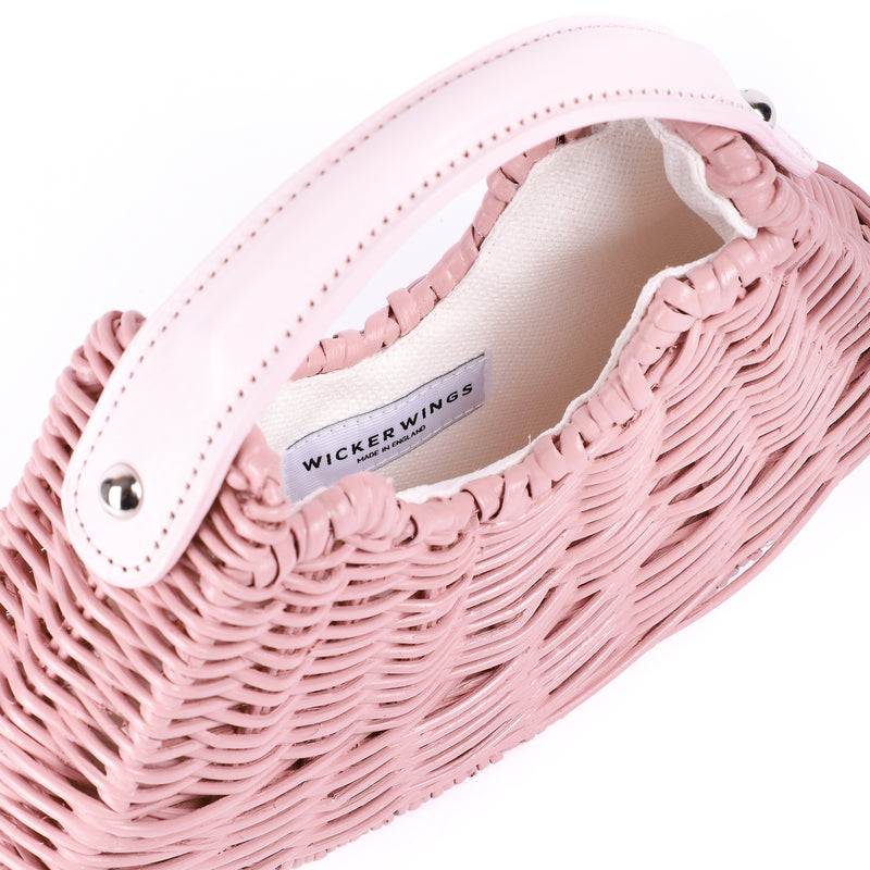 Wicker Wings - Wicker Handbag - Wicker Bag - Straw Bag - Rattan Bag - Made in England Handbag - Italian Leather Handbag - Woven Bag - Woven Handbag - Woven Tote Bag - Beach Bag - Summer Handbag - Summer Bag - Wicker Accessories - Pink Bag (6593971814539)