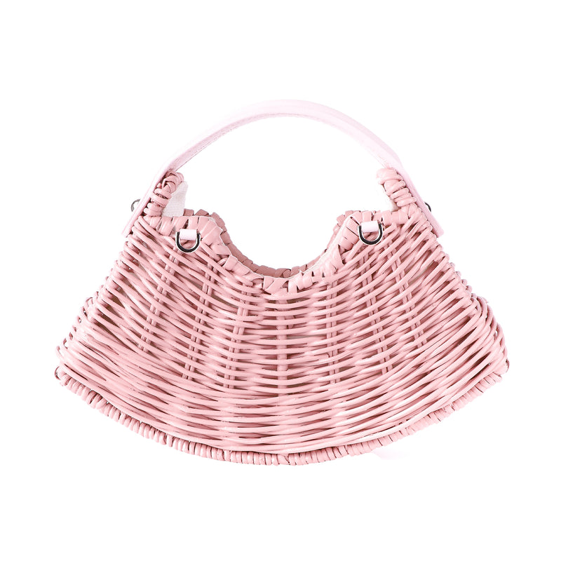 Wicker Wings - Wicker Handbag - Wicker Bag - Straw Bag - Rattan Bag - Made in England Handbag - Italian Leather Handbag - Woven Bag - Woven Handbag - Woven Tote Bag - Beach Bag - Summer Handbag - Summer Bag - Wicker Accessories - Pink Bag (6593971814539)