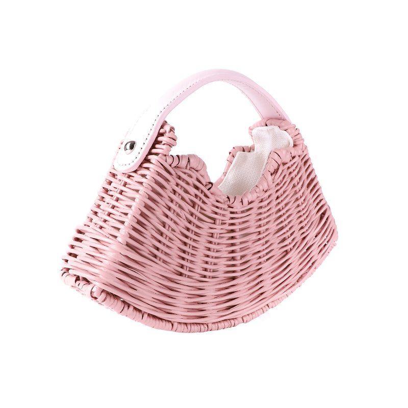 Wicker Wings - Wicker Handbag - Wicker Bag - Straw Bag - Rattan Bag - Made in England Handbag - Italian Leather Handbag - Woven Bag - Woven Handbag - Woven Tote Bag - Beach Bag - Summer Handbag - Summer Bag - Wicker Accessories - Pink Bag (6593971814539)