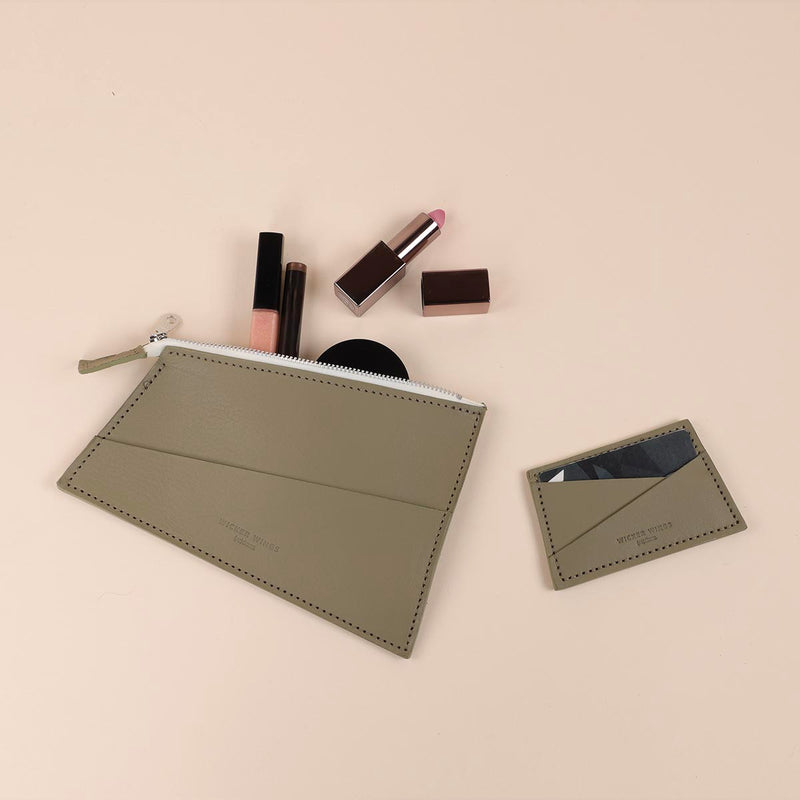 Olive Zipped Pouch & Cardholder Set (5060389896331)