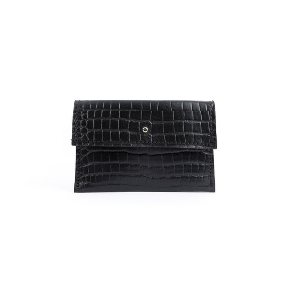 Black Croco Leather Pouch (7056176513163)