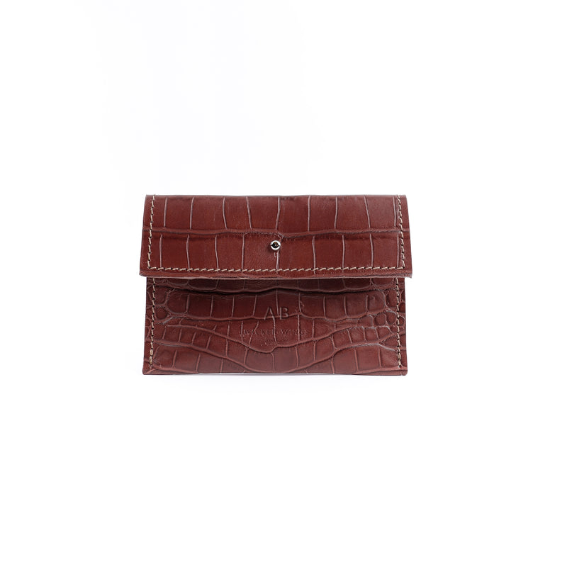 Brown Croco Leather Pouch (7056175136907)