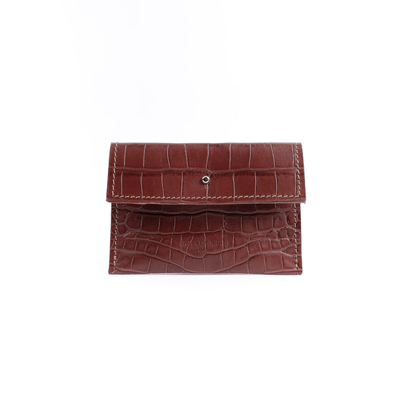 Brown Croco Leather Pouch (7056175136907)